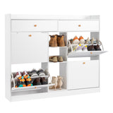 ZUN FCH 4 Drawers 2 Drawers with Top Baffle Shoe Cabinet Particle Board 128*25*107cm White 41329802