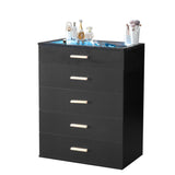black pitted particleboard with triamine coating, tempered glass 66*35*83cm, visible side of 92510880