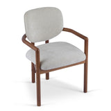 Dining Chairs Set of 2 Upholstered Arm Chairs, Rubber Wood Accent Chairs Beige Fabric Seating, 300 N779P233060B