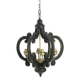 French Country Wood Chandelier, 6-Light Farmhouse Pendant Light Fixture with 28" Adjustable Chain W2078137918