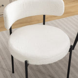 ZUN Burbank Modern Round Boucle Dining Chairs, Set of 2, White T2574P180242