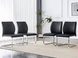 Luxury Simple Arch Chair - Set of 4 Black PU Material High Resilience Dining Chair with Arched Metal W1151P154857