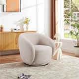 Swivel Accent Chair, Boucle Fabric Upholstered Barrel Chair, Single Sofa Single Armchair for Living W2664P263295
