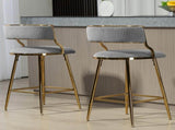 SET OF 2,26'' Counter height bar stools Corduroy kitchen island counter bar stool with back,golden 23451115