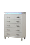 ZUN Passion Modern Style LED 5-Drawer Chest with Stylish Drawer pulls Made with Wood in Milky White 659436442757