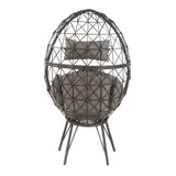 Light Grey and Black Patio Chair with Upholstered Cushion B062P182691