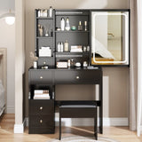 ZUN Small Space Left Drawer Desktop Vanity Table + Cushioned Stool, Extra Large Touch Control Sliding 88686727