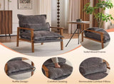 Cloud Shaped Indoor Leisure with Solid Wood Armrest & Solid Wood Frame, Chenille Fabric Accent 75796511