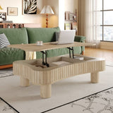 Lift Top Coffee Table for Living Room 42" - Fluted Panel Hidden Storage, Silent Hydraulic Lift, W1445P317475