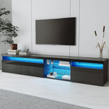 ON-TREND Unique Design TV Stand with 2 Glass Shelves, Ample Storage Space Media Console for TVs Up WF314584AAB
