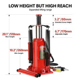 ZUN Air Hydraulic Bottle Jack, 12 Ton All Welded Bottle Jack, 10.2-20.1 inch Lifting Range, with W1239124001