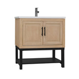 32" Bathroom Vanity White Ceramic Sink & Hot and Cold Faucet , Freestanding Bathroom Cabinet W688P224389