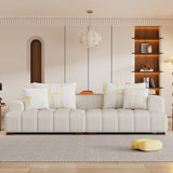 ZUN 103.9" Modern Couch Corduroy Fabric Comfy Sofa with Rubber Wood Legs, 4 Pillows for Living Room, WF309991AAA