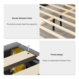 Queen Size Bed Frame with Storage Headboard, Platform Bed No Noise, Mattress Foundation Strong W2896P208861