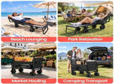 2-in-1 Folding Wagon Cart Convertible Beach Chair, All-Terrain Wheels, 650lb Capacity, Cooler Bag & W2932P482257