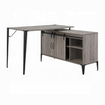 ZUN Grey Oak Writing Desk with Sliding Barn Door B062P209219