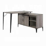 Grey Oak Writing Desk with Sliding Barn Door B062P209219