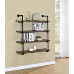 ZUN Black and Rustic Oak 40-inch Wall Shelf B062P153483