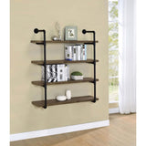 ZUN Black and Rustic Oak 40-inch Wall Shelf B062P153483