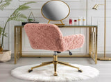 Furniture Office Chair,Artificial rabbit hair Home Office Chair with Golden Metal Base,Adjustable 58136779