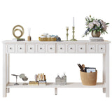 Long Console Table Entryway Table with Different Size Drawers and Bottom 79017046