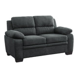 Comfortable Plush Seating Loveseat 1pc Dark Gray Textured Fabric Channel Tufting Solid Wood Frame B011122283