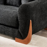 Modern Elegant Design 3 Seater Sofa with Wooden Legs, Comfortable Lambswool 5 Pillows for Living W2817P271192