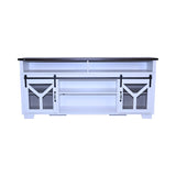 65.3" TV Stand with LED light strips and Iron mesh barn door Y decorative strip white Black walnut W1412P271798