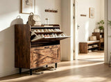 2-Drawer Top-Mounted Barn Door Shoe Cabinet Melamine Board Embossed MDF Shoe Cabinet 98843919