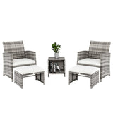 5pcs 2 Chairs 2 Footstools 1 Coffee Table Combination Sofa Gray Gradient 32732879