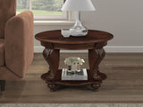 22'' Retro Round End Table,Solid Wood Sofa Side Table with Shelf,Living Room Corner Table Easy W1202P164015