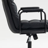 ZUN Office Chair,Mid Back Home Office Desk Task Chair with Wheels and Arms Ergonomic PU Leather Computer W1143133924