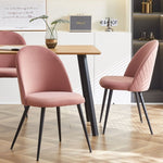 ZUN Pink Velvet Dining Chairs with Black Metal Legs, Set of 4 Chairs W1516P183849