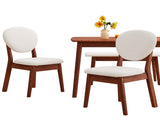 1 Table 2 Chairs 1 Bench Dining Set, Rubber Wood Frame with Beige Upholstered Seats, Deep Walnut 24362800