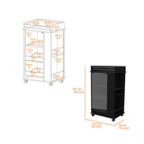 Lusk Bar Cart with 2-Bottle Holder Shelf, Glass Door and Casters B128P176152