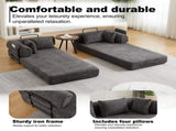 78.7-Inch Convertible Sleeper Sofa Bed with Cylindrical Pillow, Chenille Folding Mattress Couch with W834P337412