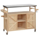 ZUN Outdoor Kitchen Island, Rolling Bar Cart & Storage Cabinet, Farmhouse Solid Wood Outdoor Grill Table 68264633