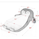 Twin Size Fluffy Faux Fur Penguin Shaped Bed Lounger Chair with 100% Sponge Filling for Kids Bedroom W1413P384968