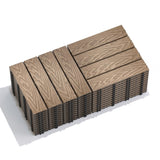 Patio Floor Tiles Pack of 11 WPC Wood-Plastic Composite Patio Deck Tiles DIY Interlocking Decking W206P201289