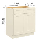 30"in. W x 21"in. D x 34.5"in. H in Antique White Plywood Ready to Assemble Floor Vanity Sink Base T3210P297522