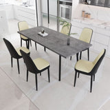 55.12-70.87" expandable rectangular dining table that can accommodate 4-6 people, equipped with 6 PU 09405971