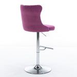 ZUN Swivel Velvet Barstools Adjusatble Seat Height from 25-33 Inch, Chrome base Bar Stools with Backs W1143137914