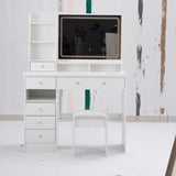 41" Large Size Left Drawer Desktop Vanity TableCushioned Stool, Extra Large Touch Control LED W3258P296790