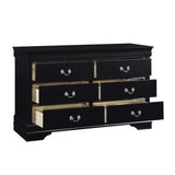 ZUN Traditional Design Black Finish Dresser of 6x Drawers 1pc Classic Louis Phillippe Style Bedroom B01182190