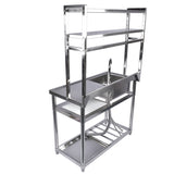 39.4in Stainless Steel Utility Sink Set, Single Bowl Commercial Sink w/ Shelves Single Bowl Sink for 91301593