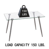 51 x 27.5 x 29.5 Inch ,Glass Dining Table, Modern Rectangular Table with Tempered Glass Tabletop & W2189P255608