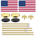 ZUN 2 Pack 6FT Telescoping Indoor Flag Pole Kit Eagle Topper Aluminum Gold Pole with 3x5Ft Embroidered 64117633