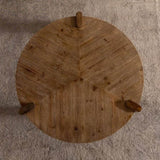 Wood Round Coffee Table for Living Room, Rustic Natural Coffee Table for Apartment, Easy Assembly W3158P297416