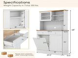 68-Inch Tilting Trash Cabinet with Hidden Trash Can & Multi-Storage Compartments, White & Natural 95343901
