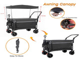 Multi-Functional Push-Pull Folding Wagon Cart with Rotating Handle & Canopy, 7''x4''All-Terrain 41039470